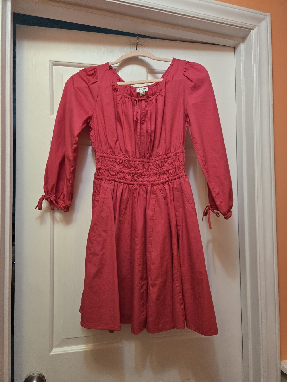 J Crew Cotton Pink Smocked Waist Mini Dress